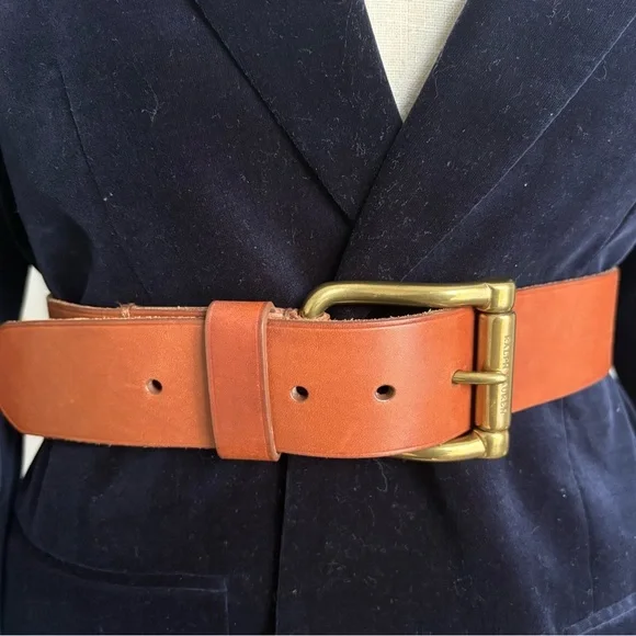 Ralph Lauren Brown, leather belt with brass buckle size medium. - Picture 3 of 13